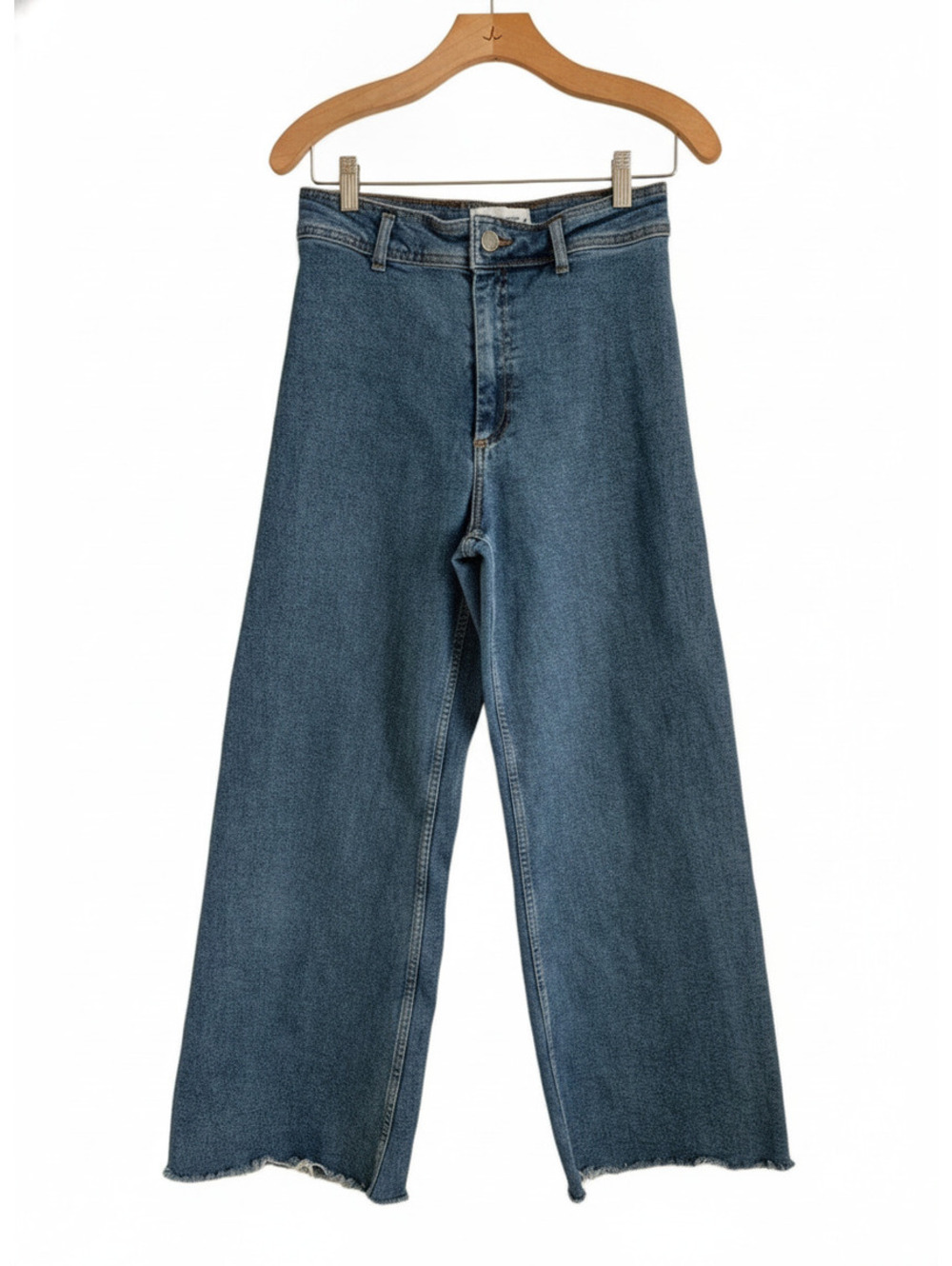 Zara The Marine Straight Jeans Women's Size 6 Raw Hem High-Rise Sailor Wide-leg